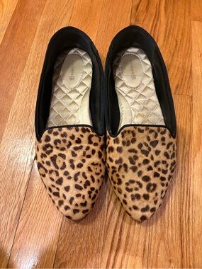 Birdies Leopard Print Slip-On Flats with Black Trim